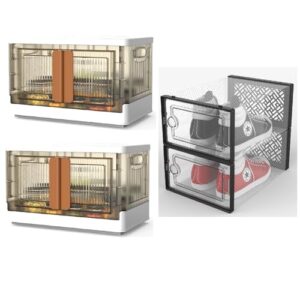 potahouse closet organizer stackable storage bins box with doors