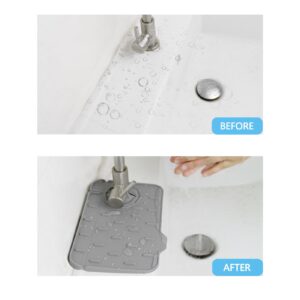 Sink Splash Guard 8.3" Mini kitchen Faucet Mat Silicone Handle Drip Catcher Tray Behind Faucet Kitchen Guard Gadgets for Kitchen Bathroom Countertop Drying and Dish Soap Sponge Placement (2 Pcs Grey)