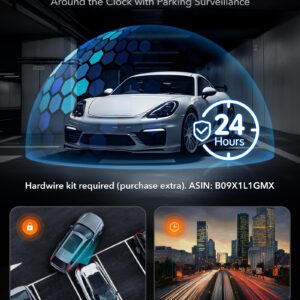 【G910 + TypeC Hardwire Kit】 WOLFBOX G910 Mirror Dash Cam with Pedestrian Detection & USB C Hardwire Kit