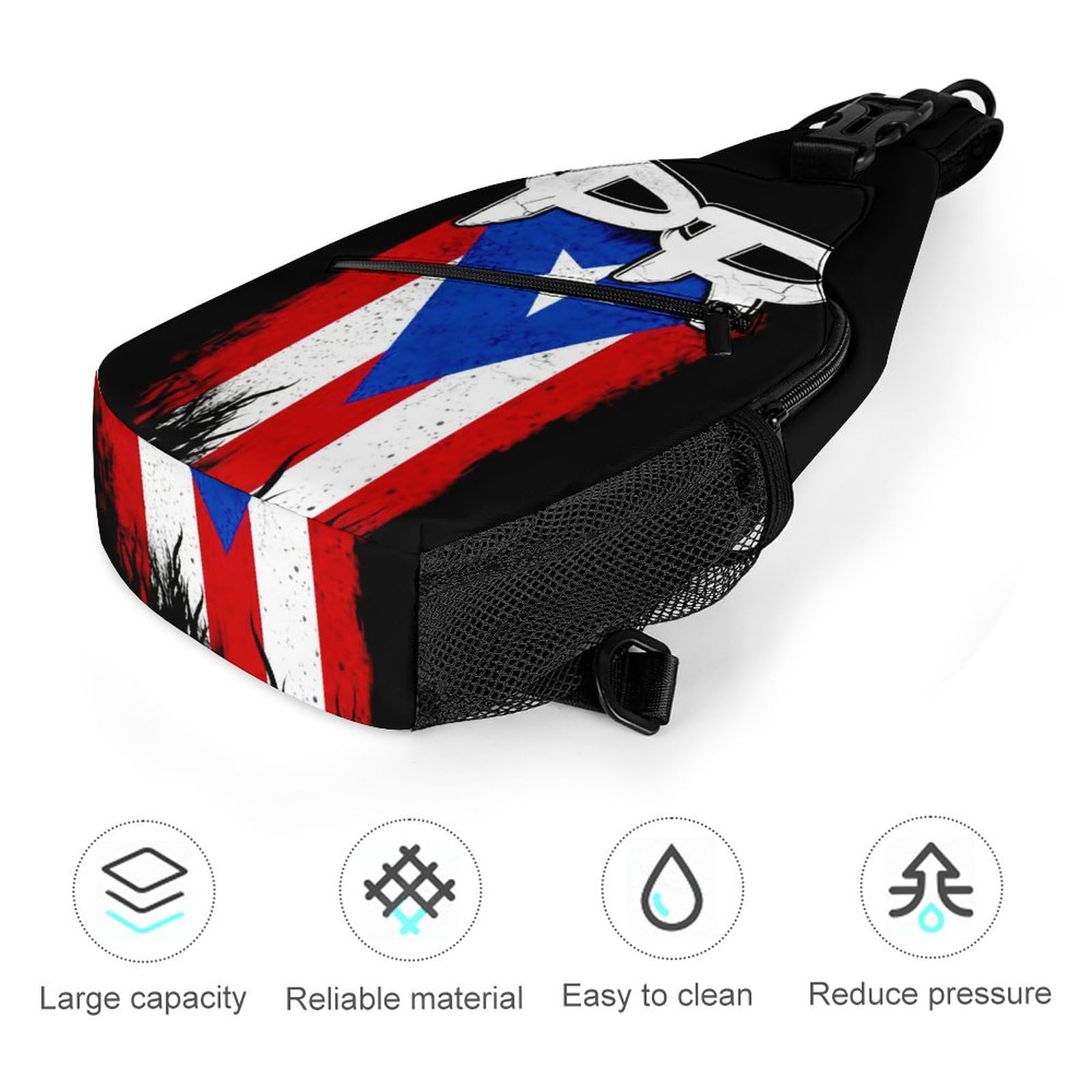 Sling Bag for Men - Puerto Rico Pr Flag Chest Bag Crossbody Backpack for Women Sports Travel Hiking Daypack