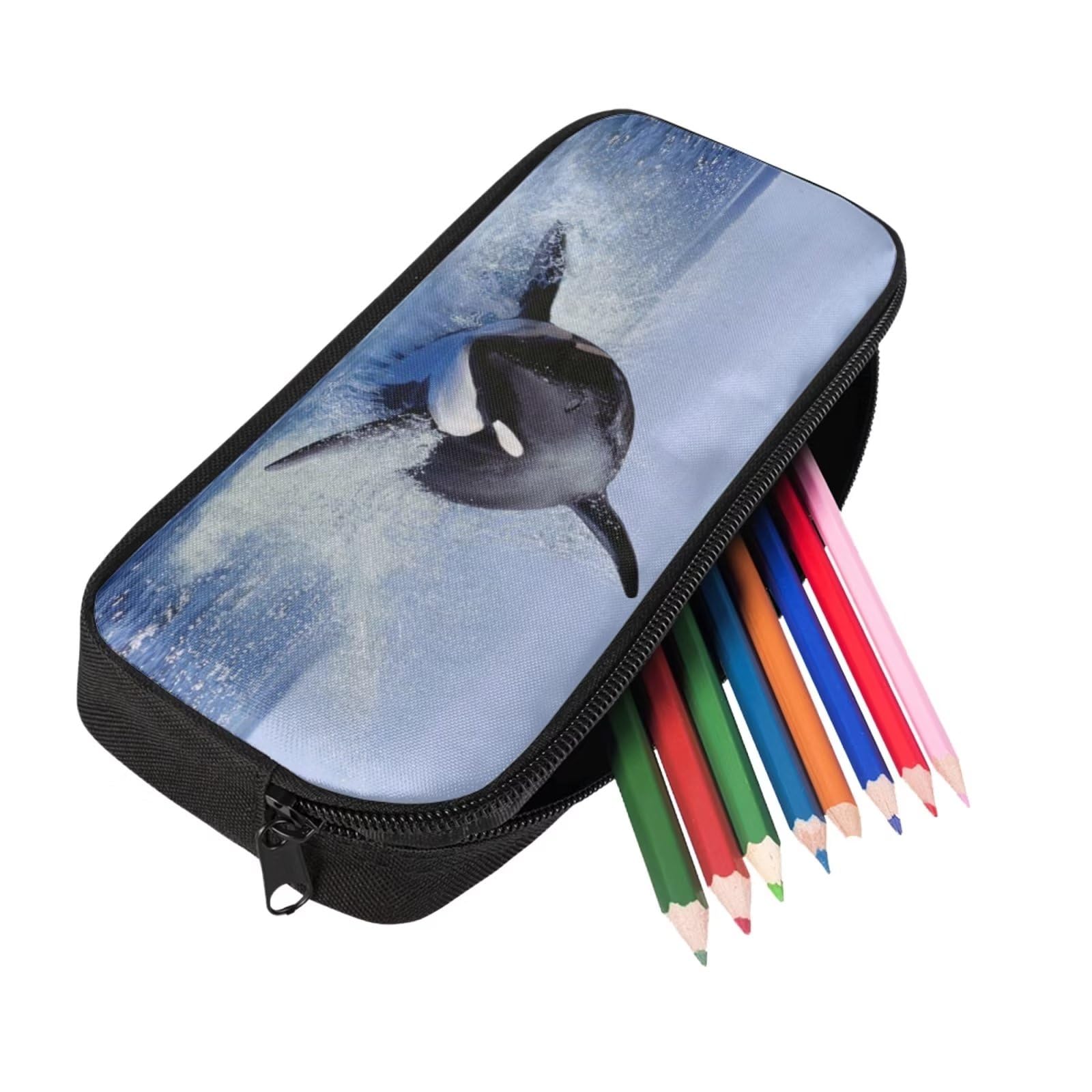 Parprinty Cute Kids School Backpacks & Lunch Boxes Lightweight Durable Large Capacity Blue Killer Whale Backpack Set for Boys Girls Adjustable Straps Breathable 17 Inch Bookbag with Pencil Case