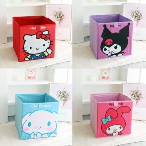 Eiodlulu Cute Collapsible Storage Bin Kawaii Foldable Baskets Cube Box Organizer Kitty For Room Home Closet Shelves Decor Gifts Accessories (L-Purple)