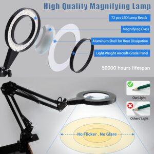 Magnifying Glass with Light and Stand,5X&10x Lighted Magnifying Glass,Led Magnifying Hobby Lamp,Magnifier with Light,Work Bench Light,Folding Soldering Magnifying Glass,Magnifying Glass for Reading