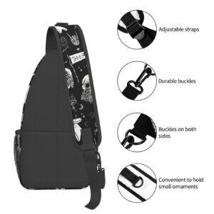 Luirioe Cool Skull Unisex Chest Bags Crossbody Sling Backpack Travel Hiking Daypack Crossbody Bag For Men