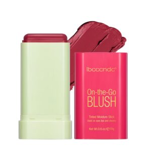 ibcccndc cream blush stick - multi-use makeup stick for cheeks and lips with hydrating formula, 2-in-1 beauty blush stick with soft cream, on-the-go blendability (hot red)