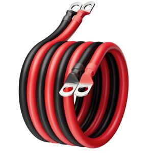bougerv battery cable 4 awg 5 feet in pair, flexible silicone and pure copper wire set, with m8 5/16" lugs, for power inverter, battery, rv, marine (4 gauge 5ft/60inch)