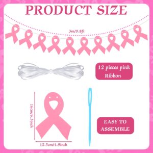 Tudomro 5 Pcs Breast Cancer Awareness Banner Pink Ribbon Pennant Hanging Banner Breast Cancer Awareness Sign Decorations Pink Ribbon Wall Garland Banner for Survivor Party Charity Event Supplies