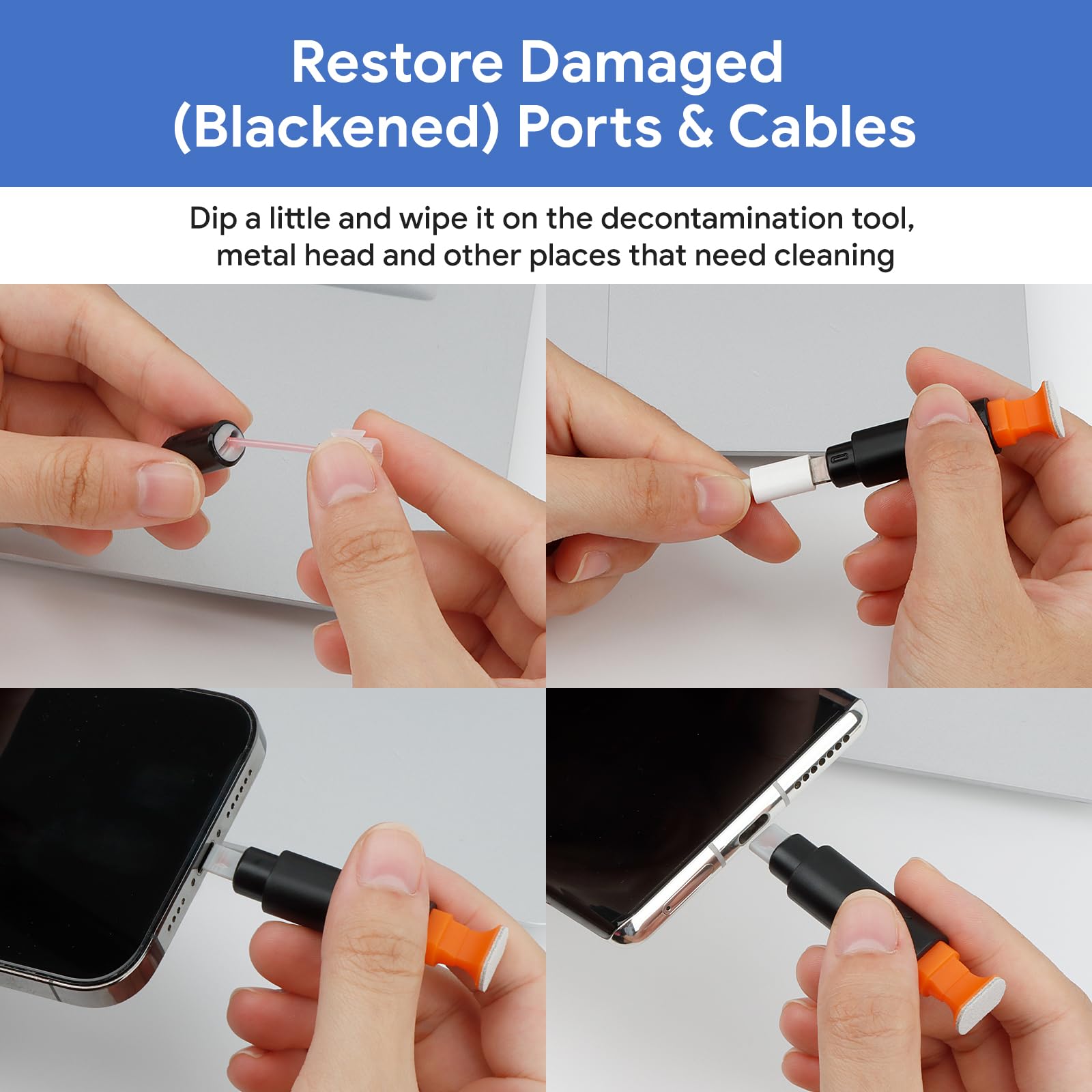 12 in 1 iPhone Cleaning Kit,Phone Cleaning Kit for iPhone/Airpod/iPad/Charge Port Cleaning Tool,Safely Clean Lightning Cable and Connector to Fix Unreliable Charging,Easy to Store and Carry, Black