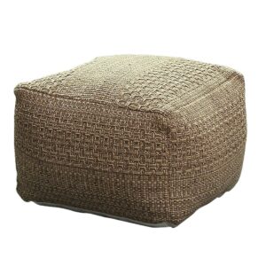 hegza square pouf ottoman cover, soft knitted cotton linen cube bean bag chair, decorative footrest, casual footstool, storage solution for bedroom living room brown