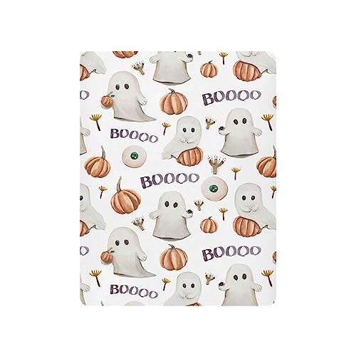 Mazeann Ghosts Pumpkins Halloween Crib Sheets Soft Breathable Fitted Baby Playard Sheets Mattress Cover for Girl Boys, 39" x 27" x 5"