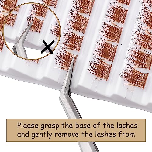 outopen Brown Lashes Clusters 140Pcs Natural Look False Eyelashes Extensions D Curl Wispy Cat Eye Lashes Individuals DIY Lash Extensions at Home (Z01)