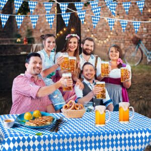 Lrviis Oktoberfest Tablecloth, 2 Munich Oktoberfest Tablecloths - 108" x 54" Oktoberfest Bavarian Flag Plaid Tablecloth with 2 Oktoberfest Banners for Oktoberfest Decorations