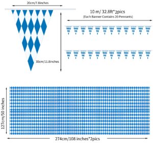 Lrviis Oktoberfest Tablecloth, 2 Munich Oktoberfest Tablecloths - 108" x 54" Oktoberfest Bavarian Flag Plaid Tablecloth with 2 Oktoberfest Banners for Oktoberfest Decorations