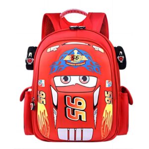 nzahdwu kids caroon car backpack, novelty toddler backpack waterproof schoolbag cute backpacks for boys girls (red)