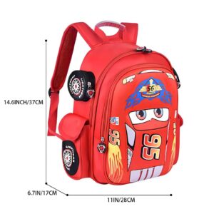 Nzahdwu Kids Caroon Car Backpack, Novelty Toddler Backpack Waterproof Schoolbag Cute Backpacks for Boys Girls (Red)