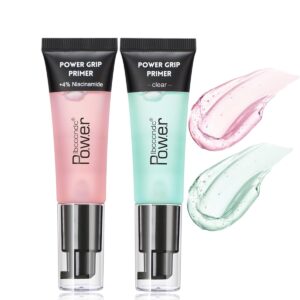 2 pcs power grip primer for face foundation,hydrating base face primer gel long-wear primer foundation face moisturizes makeup for oily and dry skin (evens skin tone+hydrates skin)
