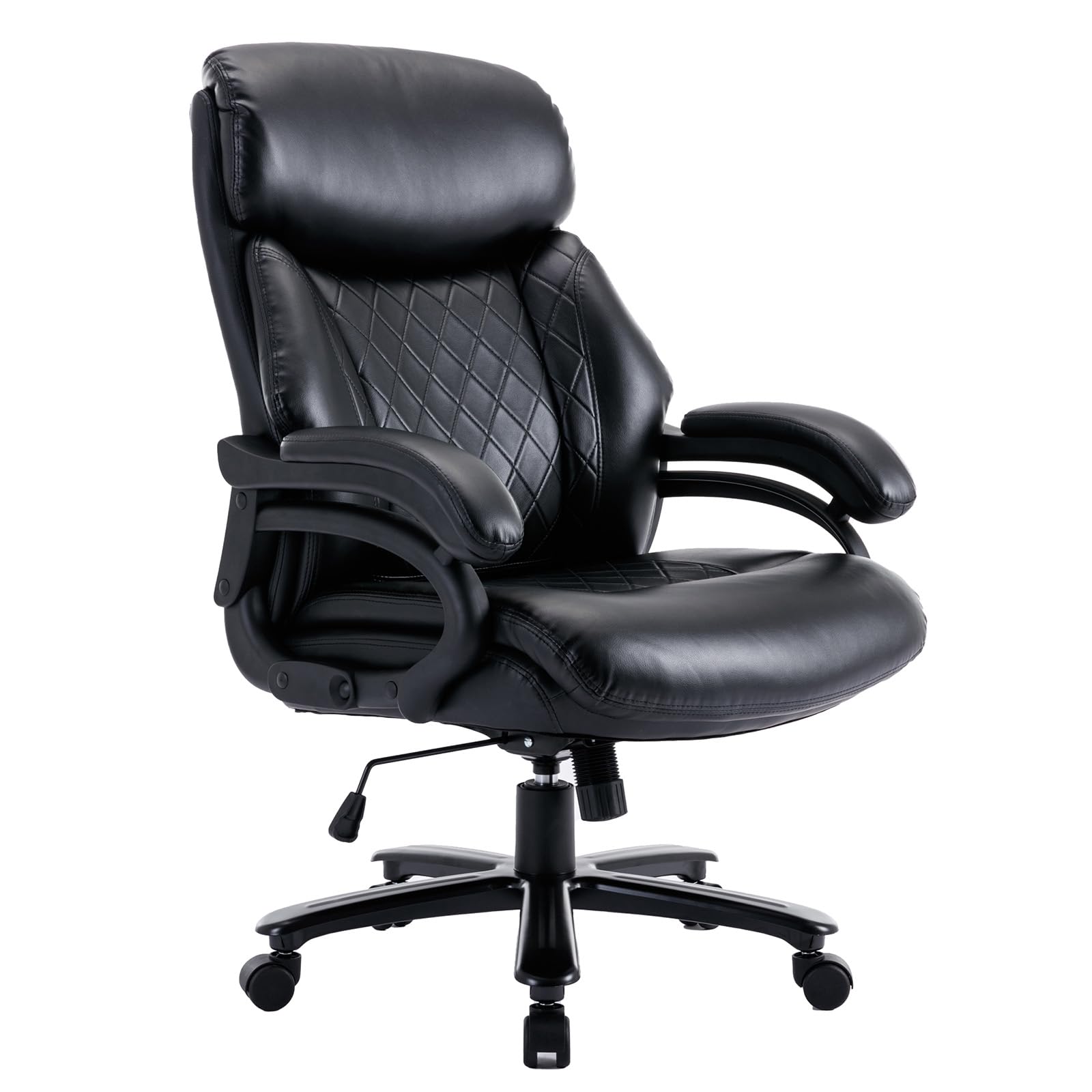 Big and Tall Office Chair, 400 LBS Heavy Duty Executive Office Chair for Heavy People, Comfortable PU Leather Office Chair, High Back Ergonomic Desk Computer Chair, Black