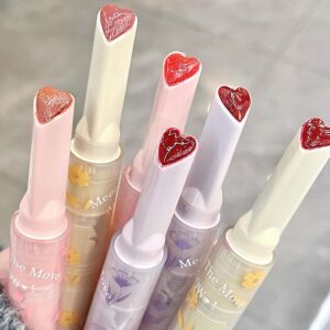 3 Colors Jelly Lipstick,Tinted Lip Gloss Heart Shape Lip Stain,Mirror Hydrating Jelly Love Lipstick,Long Lasting Moisturizing Tinted Lip Balm,Non-sticky,Vivid Color Glossy Lip Gloss Lip Makeup(1#2#3#)