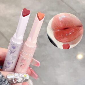 3 Colors Jelly Lipstick,Tinted Lip Gloss Heart Shape Lip Stain,Mirror Hydrating Jelly Love Lipstick,Long Lasting Moisturizing Tinted Lip Balm,Non-sticky,Vivid Color Glossy Lip Gloss Lip Makeup(1#2#3#)