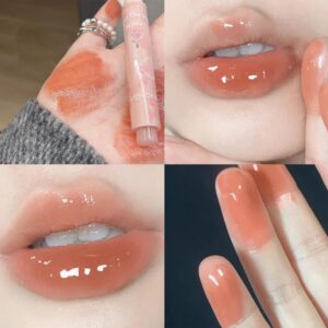 3 Colors Jelly Lipstick,Tinted Lip Gloss Heart Shape Lip Stain,Mirror Hydrating Jelly Love Lipstick,Long Lasting Moisturizing Tinted Lip Balm,Non-sticky,Vivid Color Glossy Lip Gloss Lip Makeup(1#2#3#)