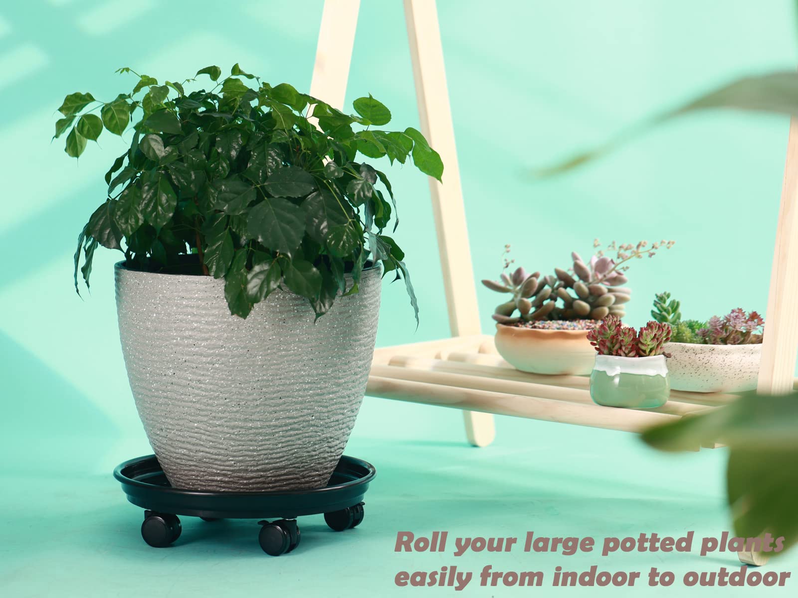 8 Packs Large Plant Caddy with PU Wheels 12" Rolling Plant Stands Heavy-duty Plastic Plant Roller Base Pot Movers Plant Saucers on Wheels Indoor Outdoor Plant Dolly with Casters Planter Tray Coaster