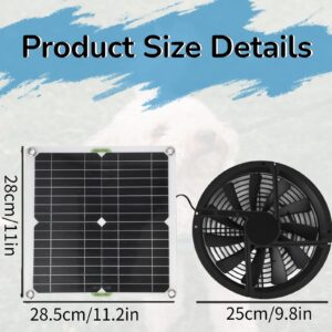 Solar Roof Vent Fan, 100w Waterproof Solar Panel And 9.8 Inch High Speed Solar Fans For Outside, Solar Power Fan, Solar Powered Fan For Greenhouse For Chicken Dog Houses, Greenhouses, Rv Roof