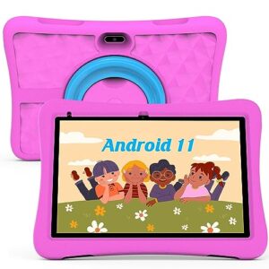 kids tablet 10 inch toddler tablet android tablet for kids 3gb ram 64gb rom tablets 10.1" ips touch screen 1280x800, iwawa & parent control kid tablet wifi dual camera, 6000mah battery shockproof case