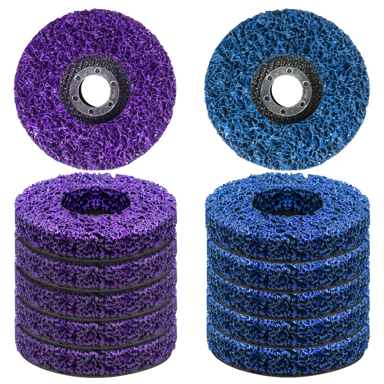 12 PCS Strip Discs 4-1/2 "x 7/8" Stripping Wheel Suitable for Cleaning Angle Grinder to Remove Paint, Rust and Weld Oxidation(Blue&Purple)