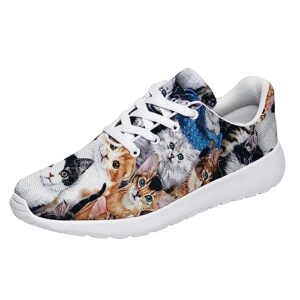 cat lover shoes women running walking sneakers cute kitty kitten cat print tennis shoes gifts for her,him,size 7