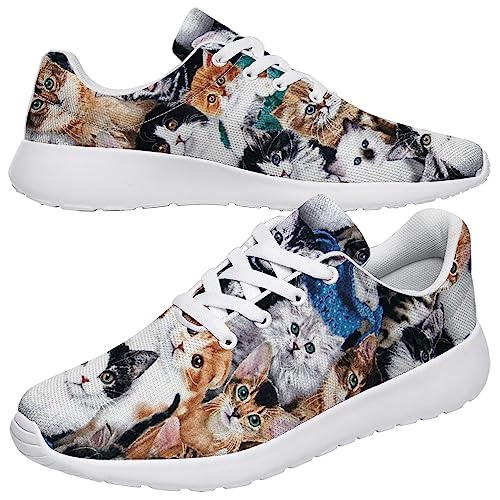 Cat Lover Shoes Women Running Walking Sneakers Cute Kitty Kitten Cat Print Tennis Shoes Gifts for Her,Him,Size 7