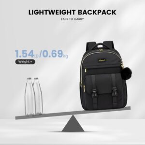 LOVEVOOK Cute Backpack Purse for 14-16 Year Olds, Fit 15.6 Inch Laptop Fashion Backpack for Women, Lightweight Waterproof Casual Backpack for College Essential, Durable Travel Daypack, Black