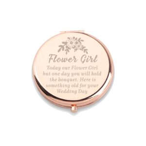 wusuaned flowers girl makeup mirror proposal gifts wedding party gifts bridesmaid mirror mother of the bride gift (flowers girl makeup mirror)