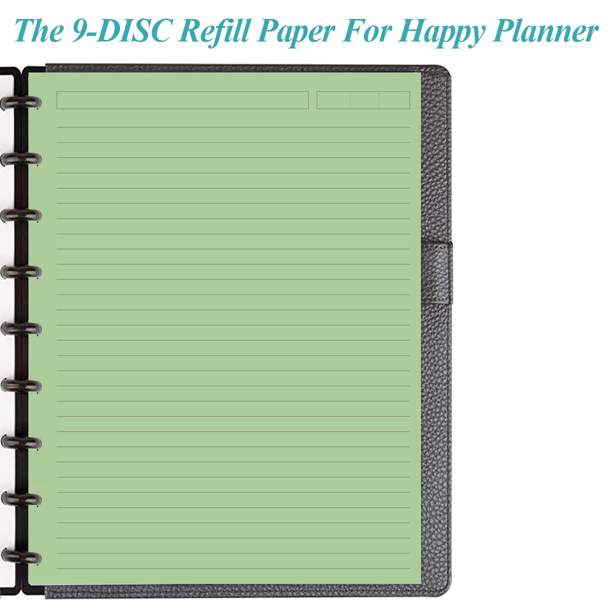 9-Disc Discbound 5 Colorful Line Paper Pre-punched Happy Planners Inserts, 100Sheets/200Pages Classic Size Line Loose-Leaf Paper, Per Color 20 Sheets, 7" x 9.25"