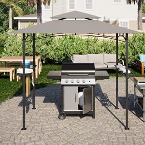 emkk 8'x 5' grill gazebo canopy - outdoor bbq gazebo shelter, patio canopy tent for barbecue and picnic,8x 5 ft grill gazebo grill canopy double tiered bbq gazebo outdoor bbq canopy