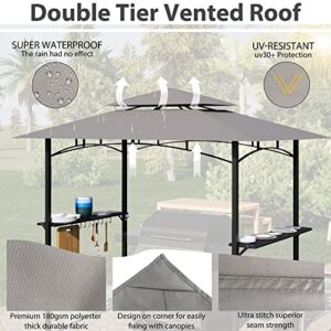 EMKK 8'x 5' Grill Gazebo Canopy - Outdoor BBQ Gazebo Shelter, Patio Canopy Tent for Barbecue and Picnic,8X 5 FT Grill Gazebo Grill Canopy Double Tiered BBQ Gazebo Outdoor BBQ Canopy