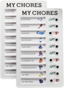 memory fish 2 pieces chore chart for multiple kids,daily chore schedule for 2 kids，memo checklist plan board detachable plastic for home reusable chore list (to do list for kids) 4.7x7.9 inch