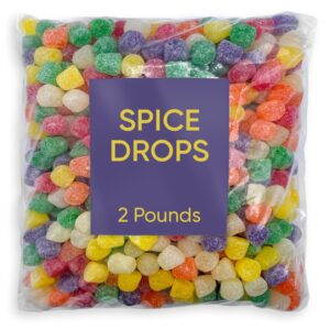 spice candy gum drops bulk candy - assorted fruit flavor - 2 pounds - jelly fruit gum drops - sweet and spice drops candy - delicious bulk pack for endless candy enjoyment - ideal for holidays christmas candy tree