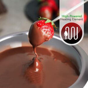 NutriChef Chocolate Melting Warming Fondue Pot - 25W Chocolate Melter 8.8 Oz Capacity - Keep Warm Dipping Function & Removable Pot - Perfect for Melting Chocolate, Butter & Cheese - Parties & Dessert