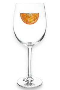 the queens' jewels orange slice jeweled stemmed wine glass, 21 oz. - unique gift for women, birthday, cute, fun, not painted, decorated, bling, bedazzled, rhinestone