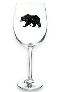 the queens' jewels black bear jeweled stemmed wine glass, 21 oz. - unique gift for women, birthday, cute, fun, not painted, decorated, bling, bedazzled, rhinestone