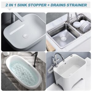 Shap+ Universal Bathroom Sink Stopper, Fits 1.06-1.5 Inch, Premium Basin Pop Up Sink Drain Strainer, Anti-Leakage and Clogging, with Hair Catcher, Made Brass, Chrome Plated