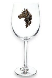 the queens' jewels horse head jeweled stemmed wine glass, 21 oz. - unique gift for women, birthday, cute, fun, not painted, decorated, bling, bedazzled, rhinestone