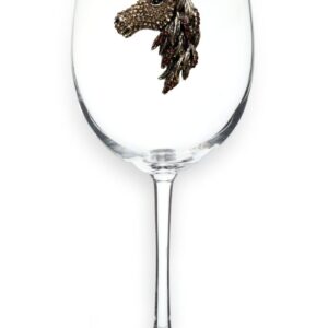 THE QUEENS' JEWELS Horse Head Jeweled Stemmed Wine Glass, 21 oz. - Unique Gift for Women, Birthday, Cute, Fun, Not Painted, Decorated, Bling, Bedazzled, Rhinestone