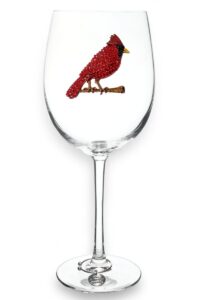 the queens' jewels cardinal jeweled stemmed wine glass, 21 oz. - unique gift for women, birthday, cute, fun, not painted, decorated, bling, bedazzled, rhinestone