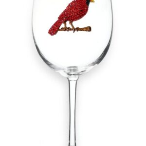 THE QUEENS' JEWELS Cardinal Jeweled Stemmed Wine Glass, 21 oz. - Unique Gift for Women, Birthday, Cute, Fun, Not Painted, Decorated, Bling, Bedazzled, Rhinestone