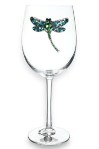 the queens' jewels dragonfly jeweled stemmed wine glass, 21 oz. - unique gift for women, birthday, cute, fun, not painted, decorated, bling, bedazzled, rhinestone