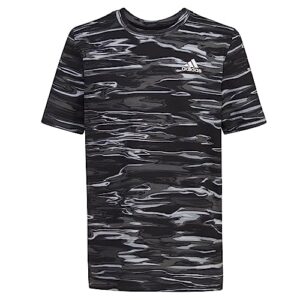 adidas boys' short sleeve cotton allover camo bos logo t-shirt, black (new)