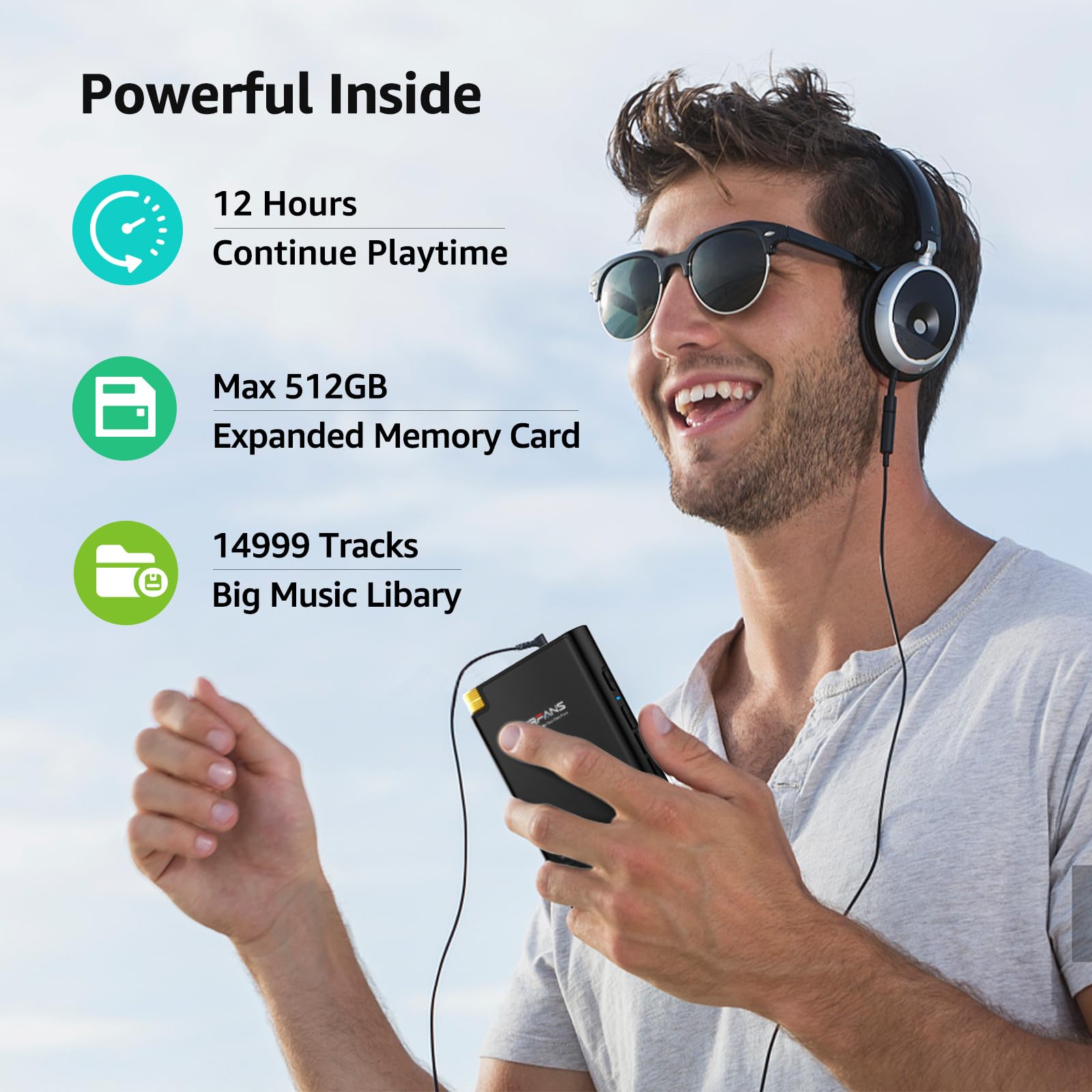 Surfans HiFi Bluetooth Mp3 Player: F28 High Res Lossless Portable Music Player - 3.5 inch Digital Audio Player Support up to 512GB