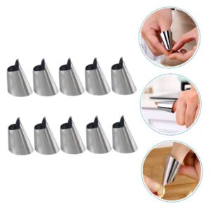 SEWOART 10pcs Finger Guard Kitchen Thumb Guards Tool Cut Resistant Finger Cots Cutting Protector Slicer Food Safety Holder Protector Dicing Machine Stainless Steel Potato