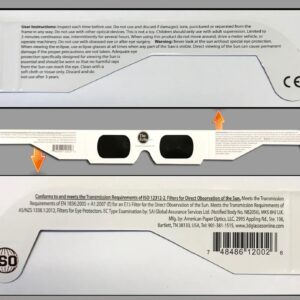 Land Sea & Sky Solar Eclipse Glasses - CE and ISO Certified Safe Shades for Direct Sun Viewing - Made in the USA (5 Pack)